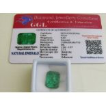 Natural emerald cut loose emerald, 8.8ct with certificate