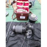 Canon A1 camera; Tokina S2X28-200mm lens; Eumig C3R 8mm cine camera in original case & Paterson 35