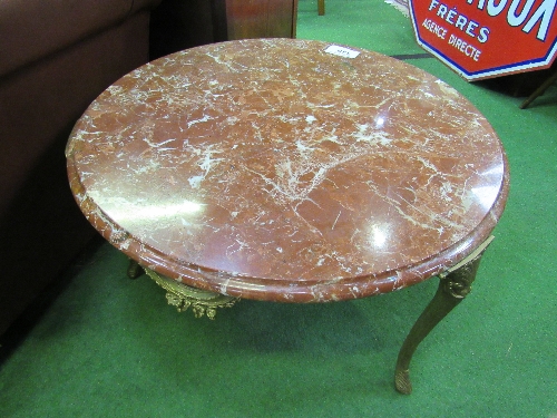 Marble topped circular table on metal legs, diameter 65cms, height 38cms. Estimate £20-30 - Image 2 of 2