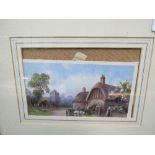 Framed & glazed watercolour of village scene, signed R Cooper. Estimate £10-20