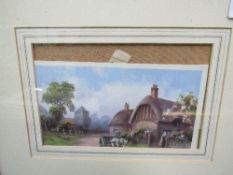 Framed & glazed watercolour of village scene, signed R Cooper. Estimate £10-20