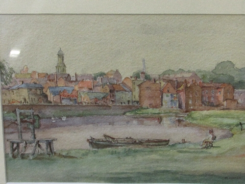 Framed & glazed watercolour 'The Old Ferry, 1924', signed M Hamer, after the original by Alan