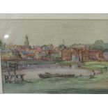 Framed & glazed watercolour 'The Old Ferry, 1924', signed M Hamer, after the original by Alan