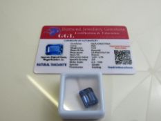 Emerald cut blue tanzanite, weight 9.30ct with certificate. Estimate £40-50