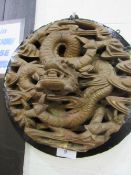 Wall mounted carved wood oriental snake. Estimate £30-50