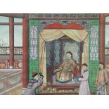 2 framed & glazed Chinese watercolours of Qing Dynasty figures, 1 a/f. Estimate £30-50