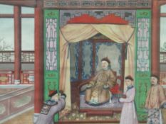 2 framed & glazed Chinese watercolours of Qing Dynasty figures, 1 a/f. Estimate £30-50