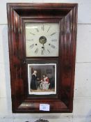 Rectangular mahogany cased American wall clock. Estimate £10-20