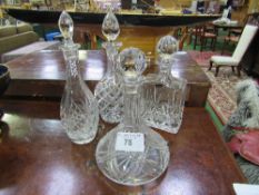 4 cut glass decanters, including Thomas Webb crystal. Estimate £30-50