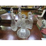 4 cut glass decanters, including Thomas Webb crystal. Estimate £30-50