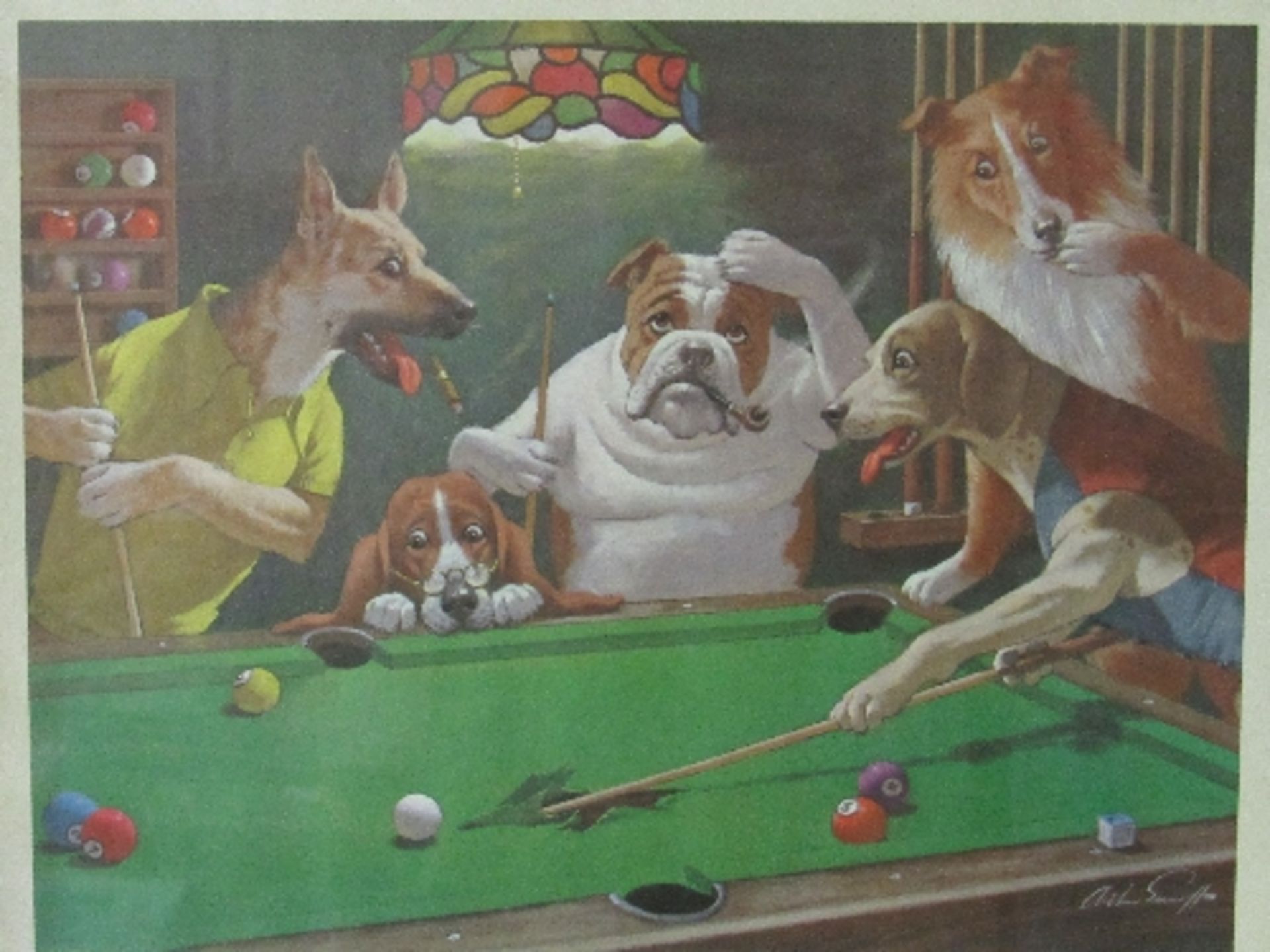 3 framed & glazed Sarnoff prints: dogs playing pool - Jack the Ripper; The Hustler & The - Image 2 of 3