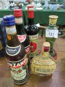 2x 75cl bottles of Cinzano; 31fl oz bottle of Dubonnet; half bottle of Aromas del Montserrat Gun