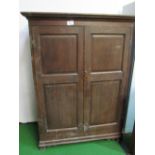 Oak double door cupboard, 122 x 60 x 162cms. Estimate £50-80