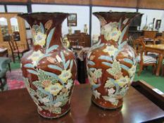 Pair of large floral pattern vases, height 52cms. Estimate £40-60