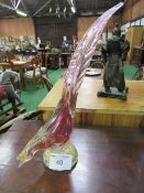 Coloured glass pheasant figure, height 43cms. Estimate £20-30