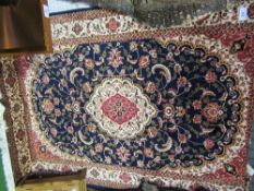 Blue ground Keshan carpet, 230 x 160cms. Estimate £40-50 plus VAT on the hammer price