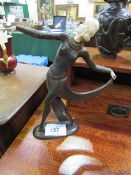 Bronze 1920's style figurine of a female dancer, signed Lorenzl (a/f), height 32cms. Estimate £30-