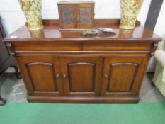 Mahogany sideboard with 2 frieze drawers over 3 door cupboard, 146 x 48 x 96cms. Estimate £20-30