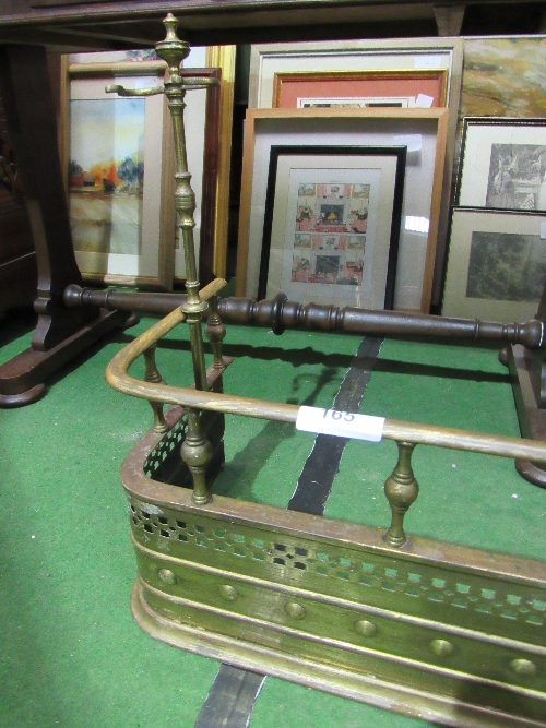 Brass fire fender with fire irons supports, 125 x 30cms. Estimate £20-30 - Image 2 of 2
