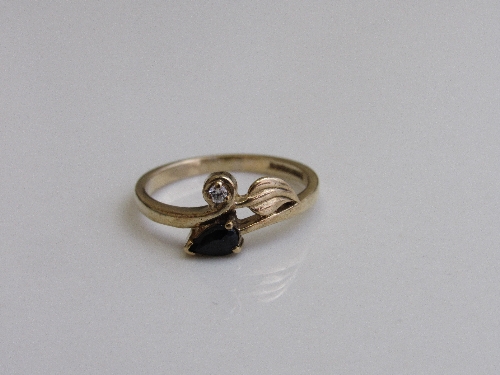 9ct gold, diamond & black stone ring, size N, weight 2.1gms. Estimate £30-50 - Image 3 of 3