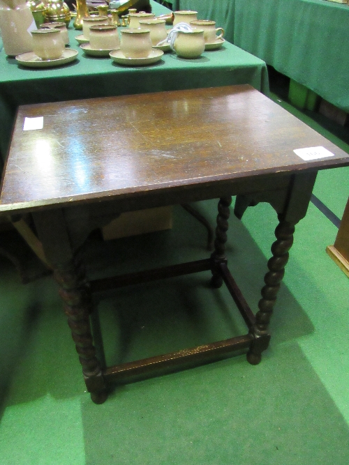 Oak display table with barley twist legs, 60 x 45cms. Estimate £10-20 - Image 2 of 3