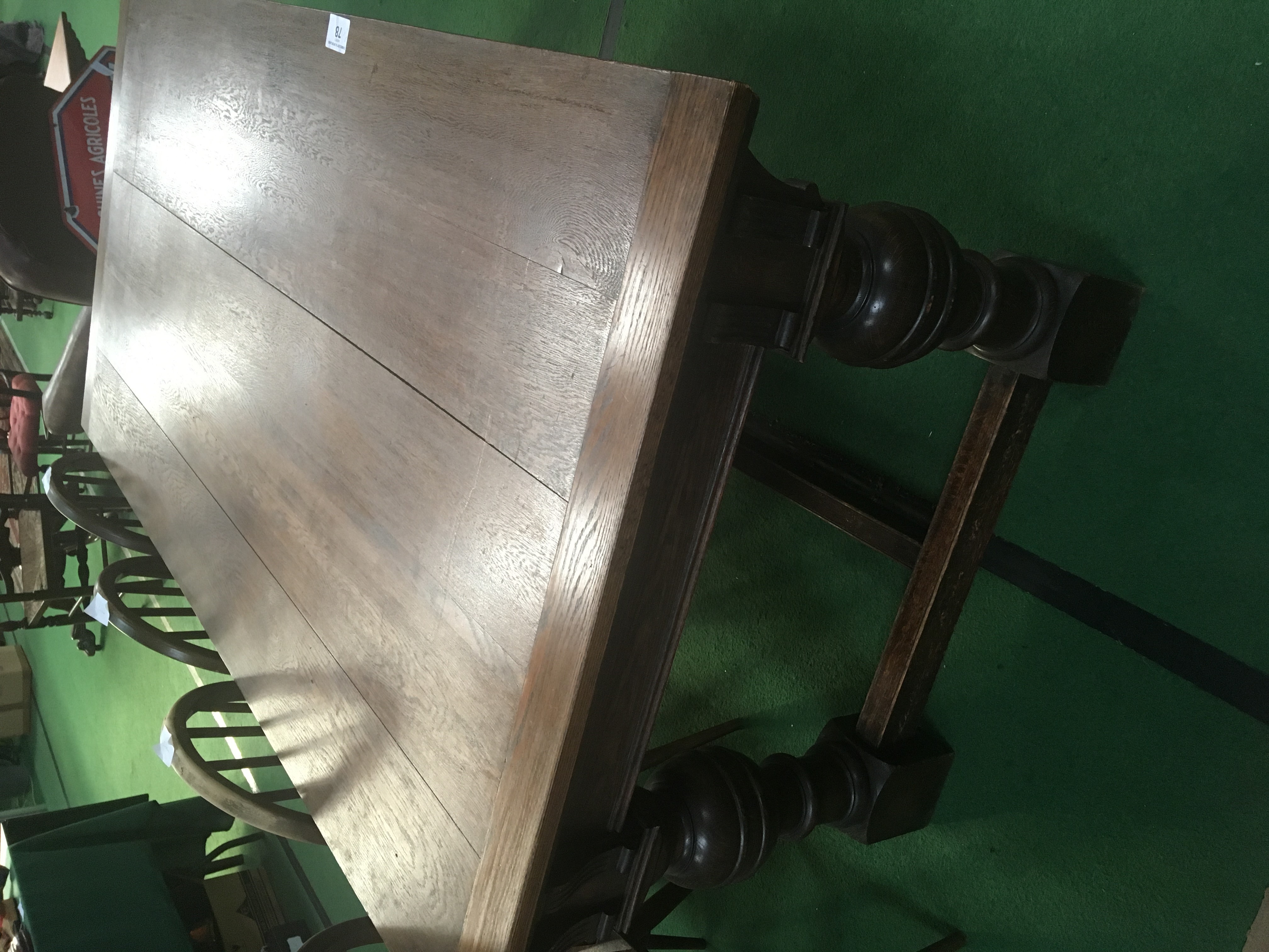 Oak refectory-style table with centre stretcher on 4 turned legs, 183 x 91 x 75cms. Estimate £50-80 - Image 5 of 5