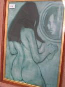 Framed & glazed watercolour of a naked lady by Philip Meninsky, 99 x 76cms. Estimate £50-80