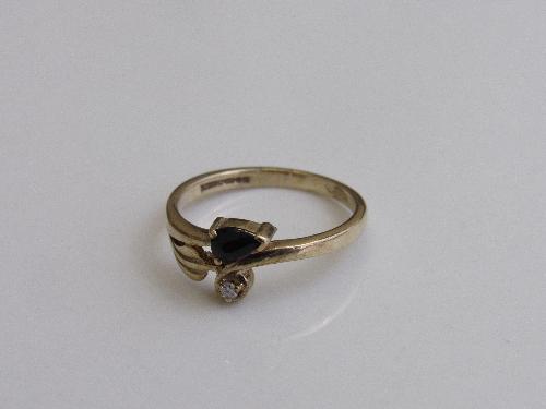 9ct gold, diamond & black stone ring, size N, weight 2.1gms. Estimate £30-50 - Image 2 of 3