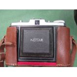 Vintage Zeiss Ikon Nettar camera in leather case with Vario lens & a National Hyper D vintage