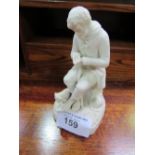 Parian china man & dog figurine, a/f. Estimate £20-30