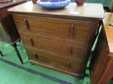 1920's mahogany chest of 3 drawers, 86 x 40 x 84cms. Estimate £20-30