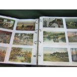 2 postcard albums, one of horses at harvest, together with some cigarette cards. Estimate £30-40