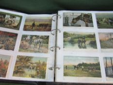 2 postcard albums, one of horses at harvest, together with some cigarette cards. Estimate £30-40