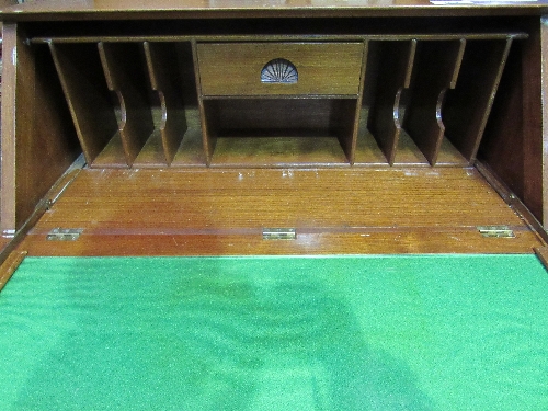 Oak bureau with oriental scene carved decoration, 4 over 1, 92 x 45 x 104cms. Estimate £30-50 - Image 3 of 6