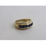 18ct gold, sapphire & diamond ring, size M, weight 4.2gms. Estimate £350-380