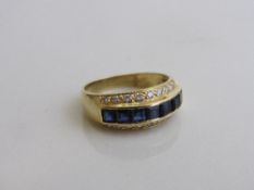 18ct gold, sapphire & diamond ring, size M, weight 4.2gms. Estimate £350-380