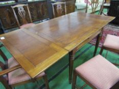 Yew wood drawer leaf dining table, 190cms (extended) x 94 x 75cms. Estimate £20-30