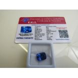 Cushion cut blue tanzanite, weight 6.20ct with certificate. Estimate £40-50