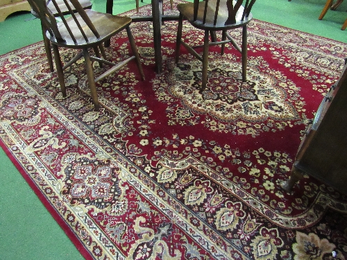 Large red ground rug, 308 x 249cms. Estimate £40-60 - Image 3 of 3