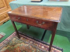Early 19th century mahogany side table with frieze drawer, 84 x 48 x 71cms. Estimate £20-30