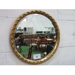 Circular bevel-edged gilt framed mirror, diameter 46cms. Estimate £20-30