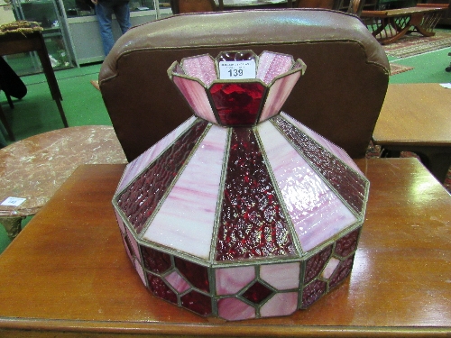 Pink & red 12 sided glass lamp shade, height 32cms. Estimate £10-20 - Image 2 of 2