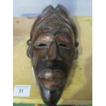 Ashanti mask, Punu-Lumbo tribes of Gabon with copper overlays. Estimate £20-30