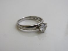 Silver 925 clear stone set solitaire ring, boxed. Estimate £10-20