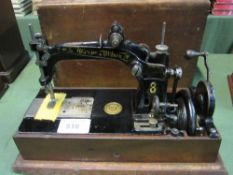 Wheeler and Wilson 8 domestic sewing machine. Est £20-40 plus VAT on the hammer price