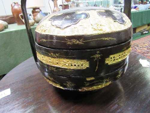 Oriental style 2 piece basket with lid. Estimate £20-30 - Image 2 of 3