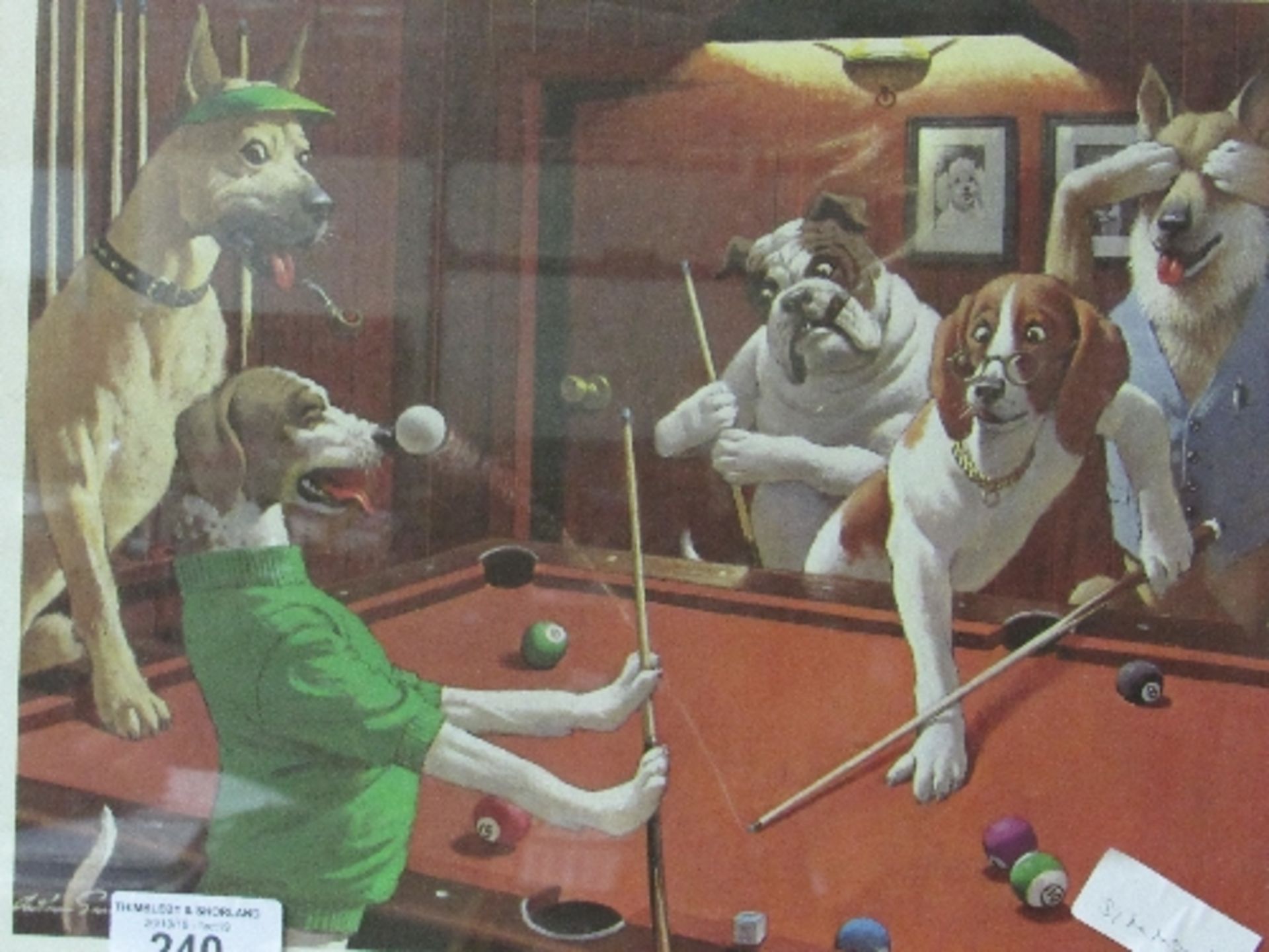 3 framed & glazed Sarnoff prints: dogs playing pool - Jack the Ripper; The Hustler & The - Image 3 of 3