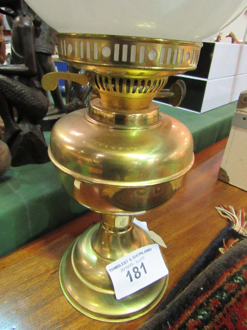 Brass oil lamp c/w glass shade & funnel. Estimate £10-20 - Image 2 of 2