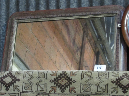 Wood edged inlaid wall mirror together with a mahogany framed oval bevel edged wall mirror. Estimate - Image 2 of 2