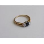 9ct gold, sapphire & diamond ring, size Q, weight 2.8gms. Estimate £130-150